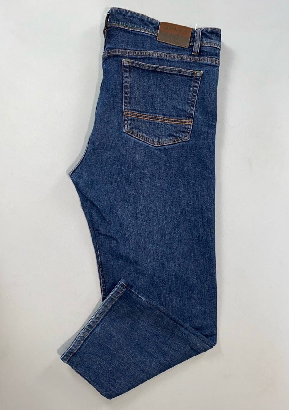 Orvis Men's Straight Leg 5-Pocket Stretch Denim Jeans. Royal Wuff. 42X28, GUC!